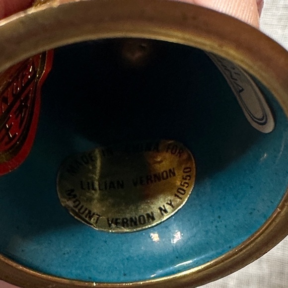 Vintage Lillian Vernon Chinese Cloisonné Bell 1980s 2" x 1.75" Flower Design EUC - Picture 5 of 9